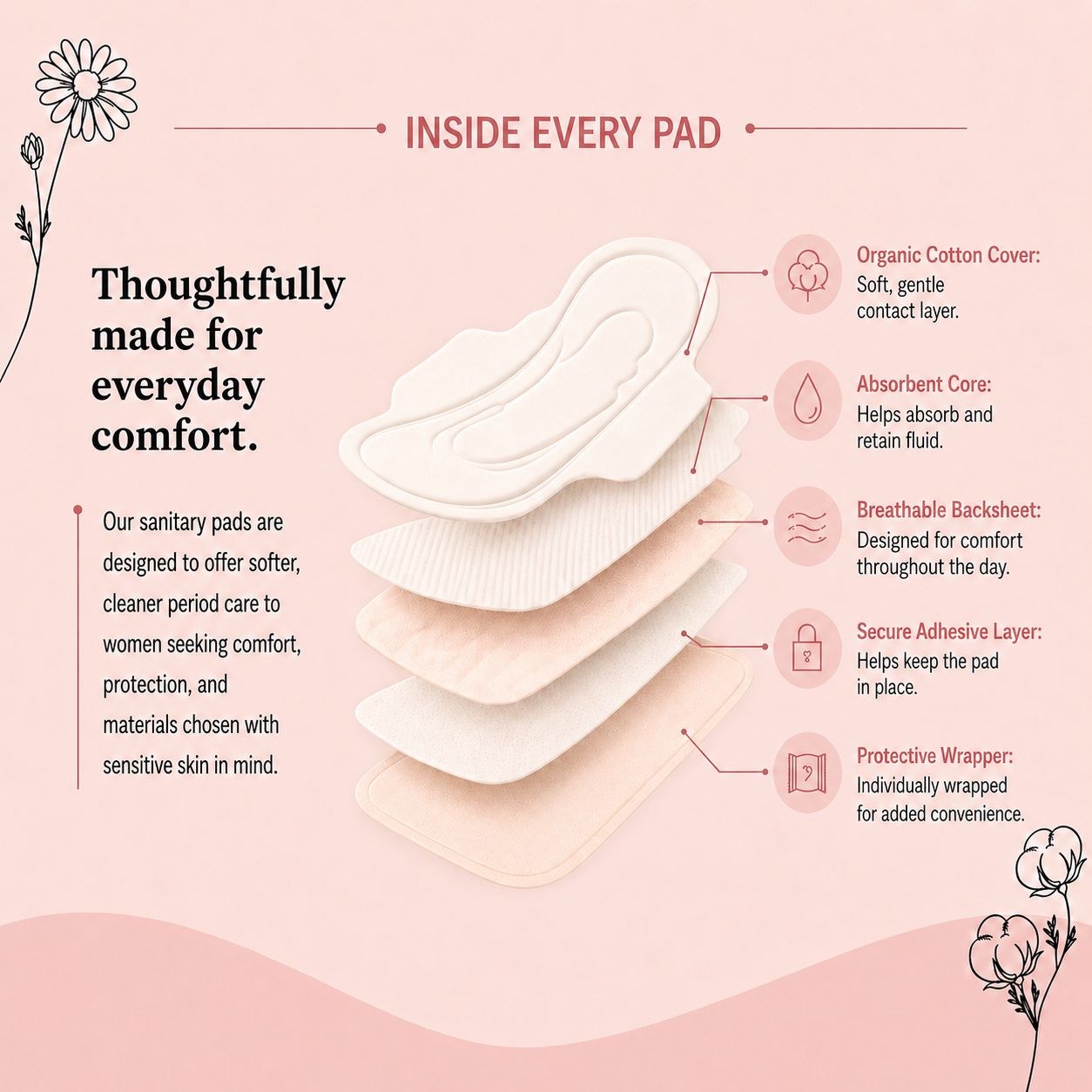 PYNK Pads-Organic Cotton Day Pads (16 Count)